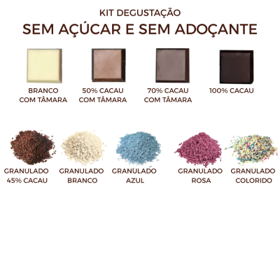 Kit Degustação Chocolates e Granulados Sem Adição de Açúcar e Adoçante 9 Opções