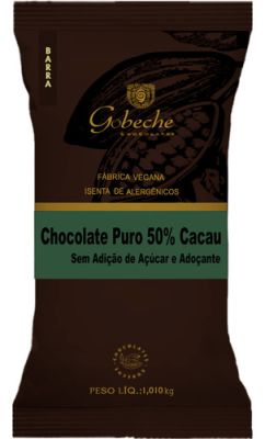 Barra Chocolate Puro 50% Cacau Sem A&ccedil;&uacute;car e Sem Ado&ccedil;ante Com T&acirc;mara  - 1,01 kg 1