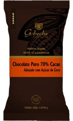 Barra Chocolate 70% Cacau Gobeche Adoçado Açúcar De Coco - 1,01 Kg 1