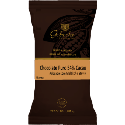 Chocolate 54% Cacau Gobeche Adoçado com Maltitol + Stevia