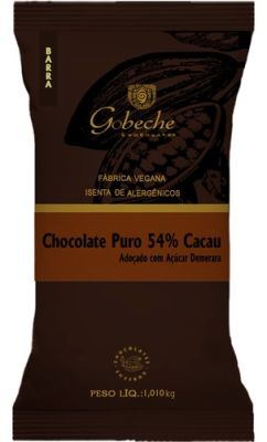 Chocolate 54% Cacau Gobeche Adoçado Açúcar Demerara